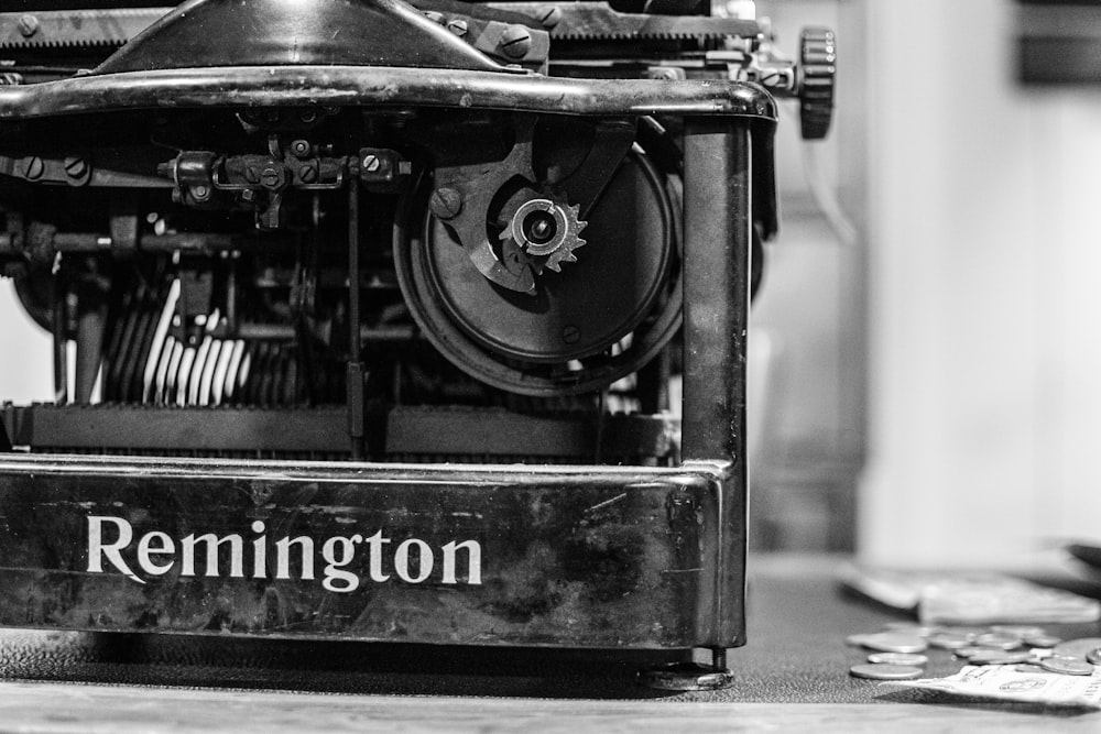 grayscale photo of Remington component