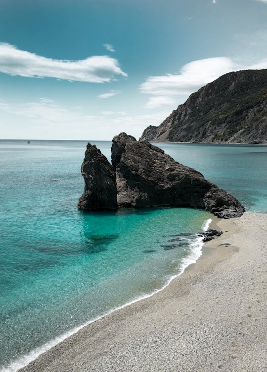black rock formation beside sea in Parco Nazionale delle Cinque Terre Italy