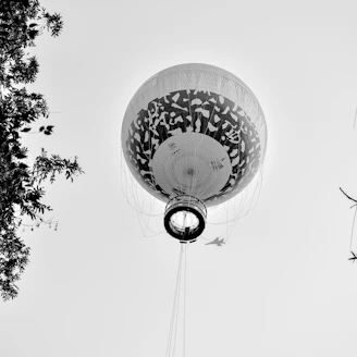 a hot air balloon is flying in the sky
