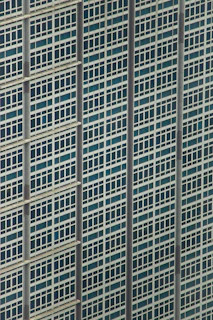 Detailed close-up of the building's exterior showing classic 1968 architecture.