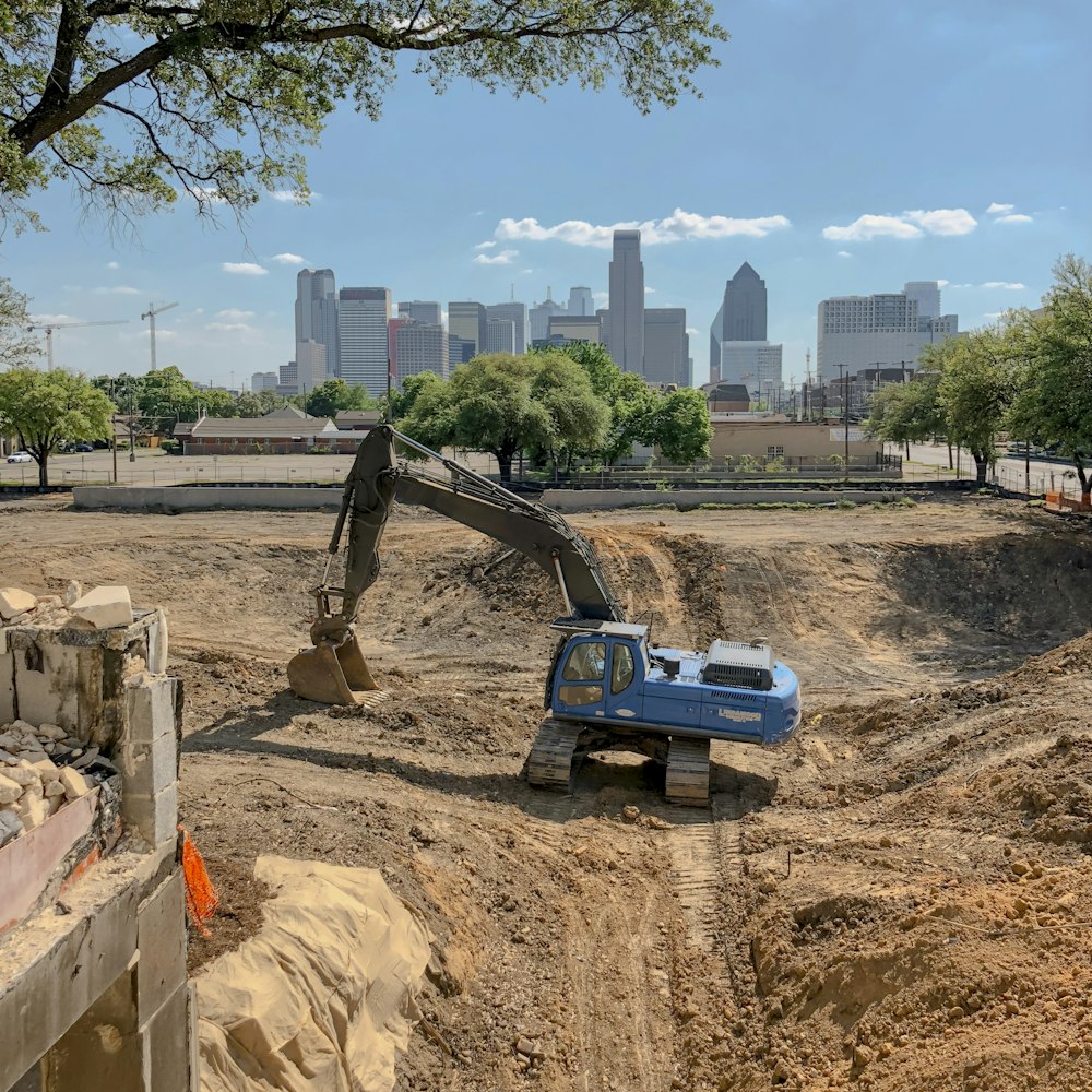 blue excavator