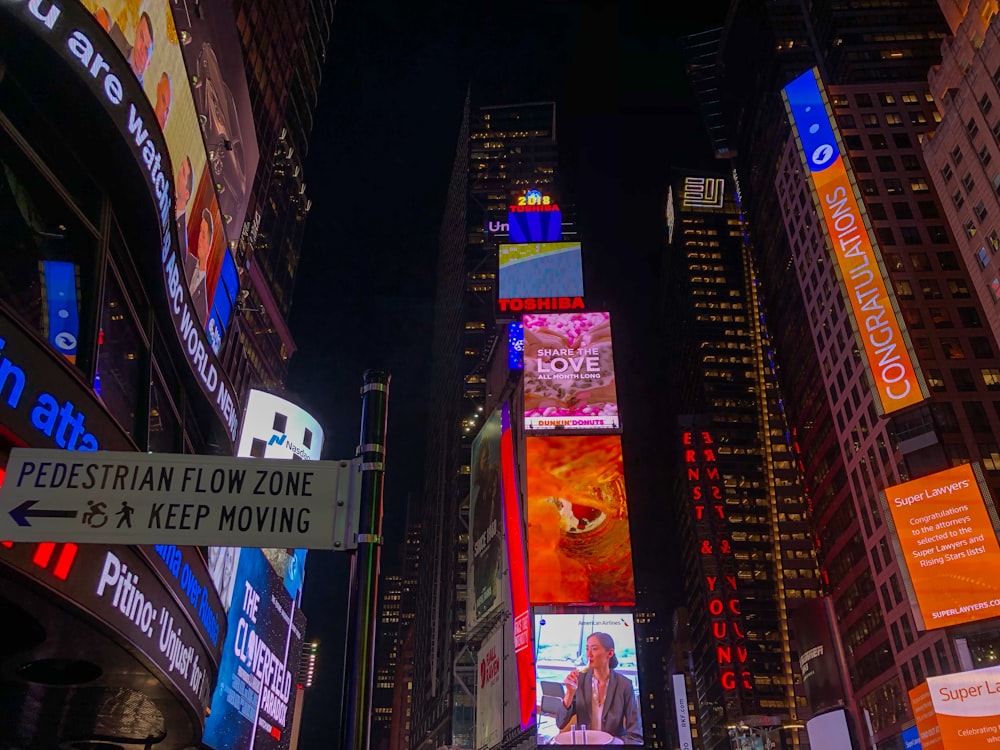 low-angle photography of New York Time Square