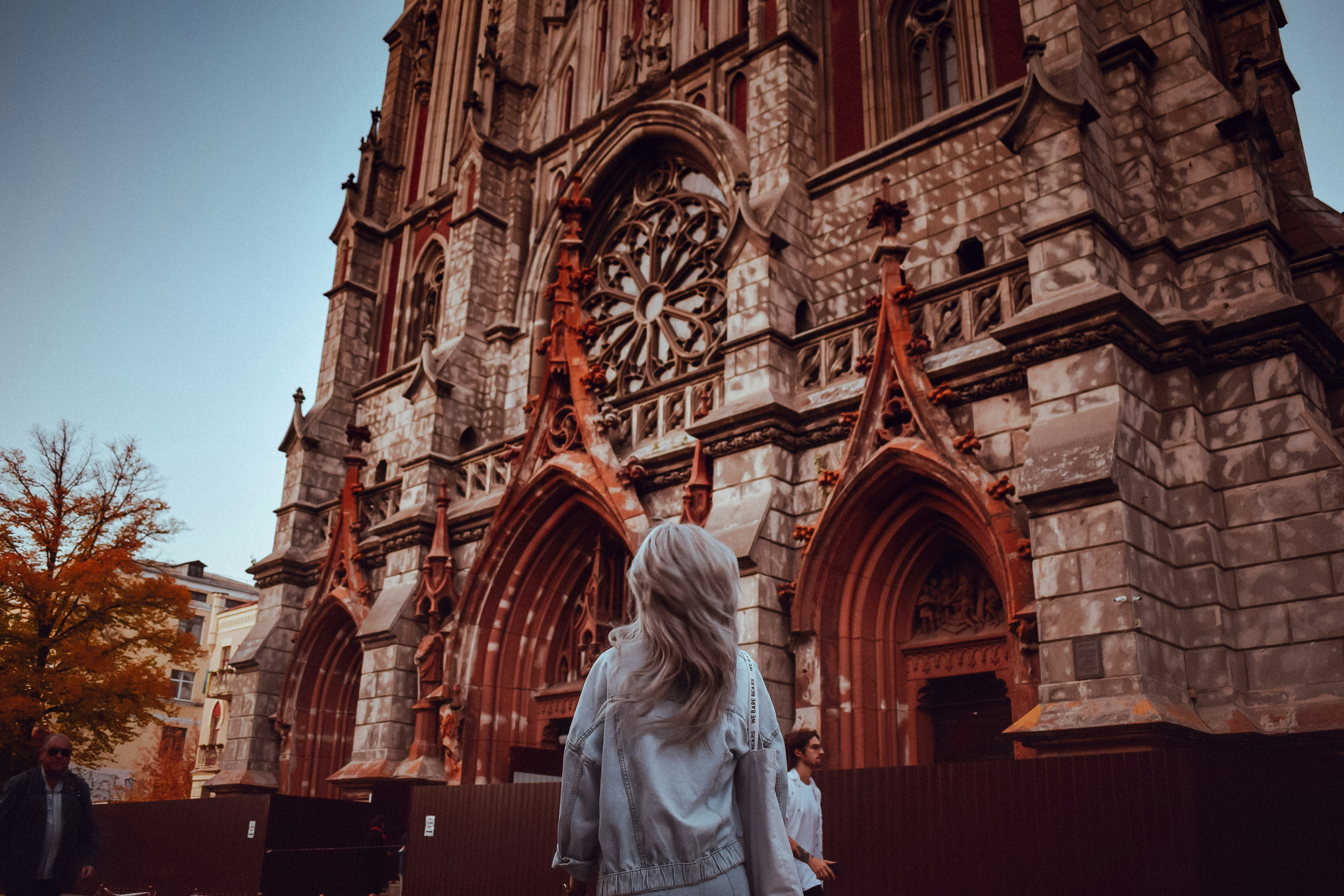 woman standing infront of church