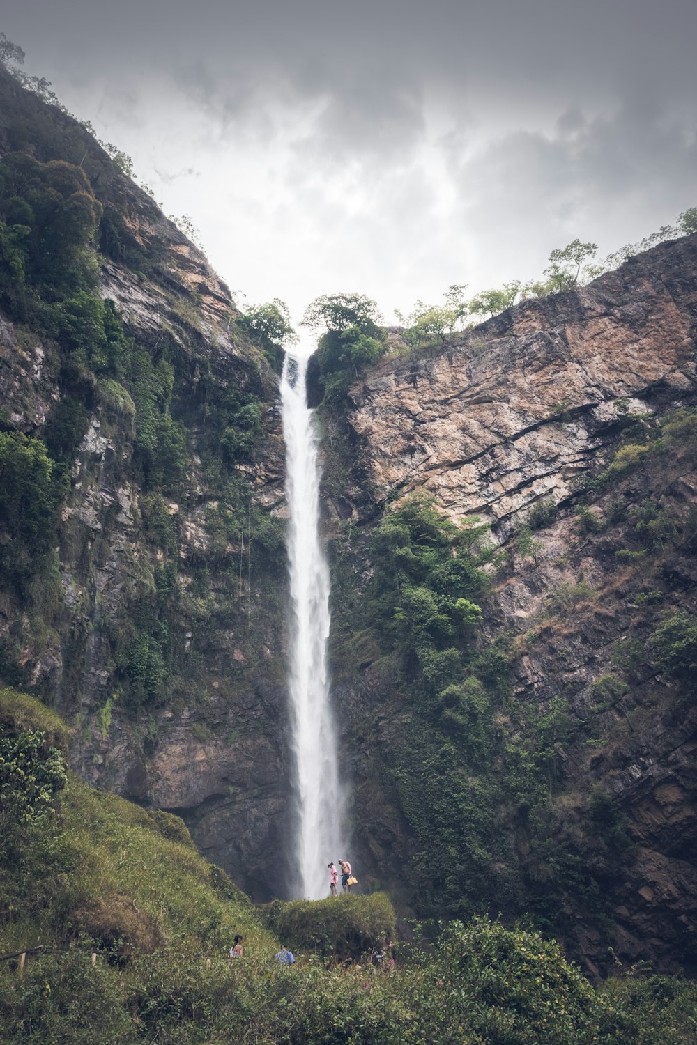 low angle photo of waterfalls