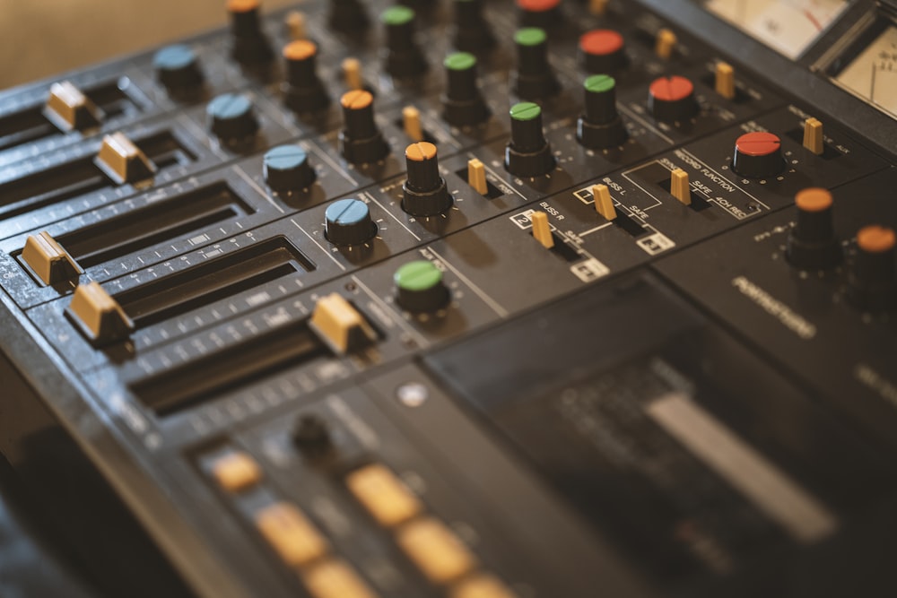 black mixing console