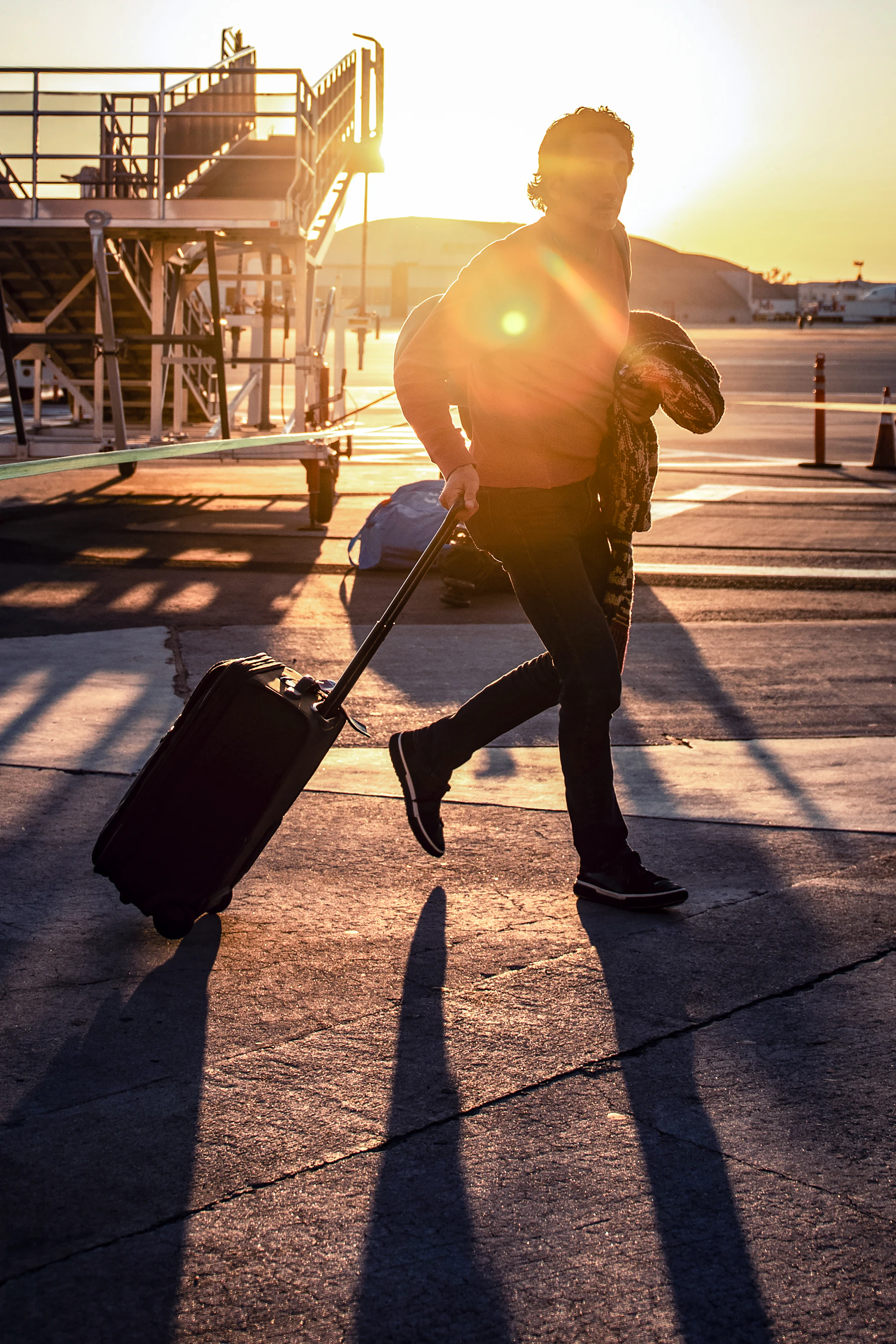 Traveler at the airport with luggage
