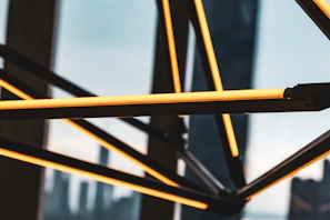 A sleek photo capturing a modern art installation bathed in soft natural light.