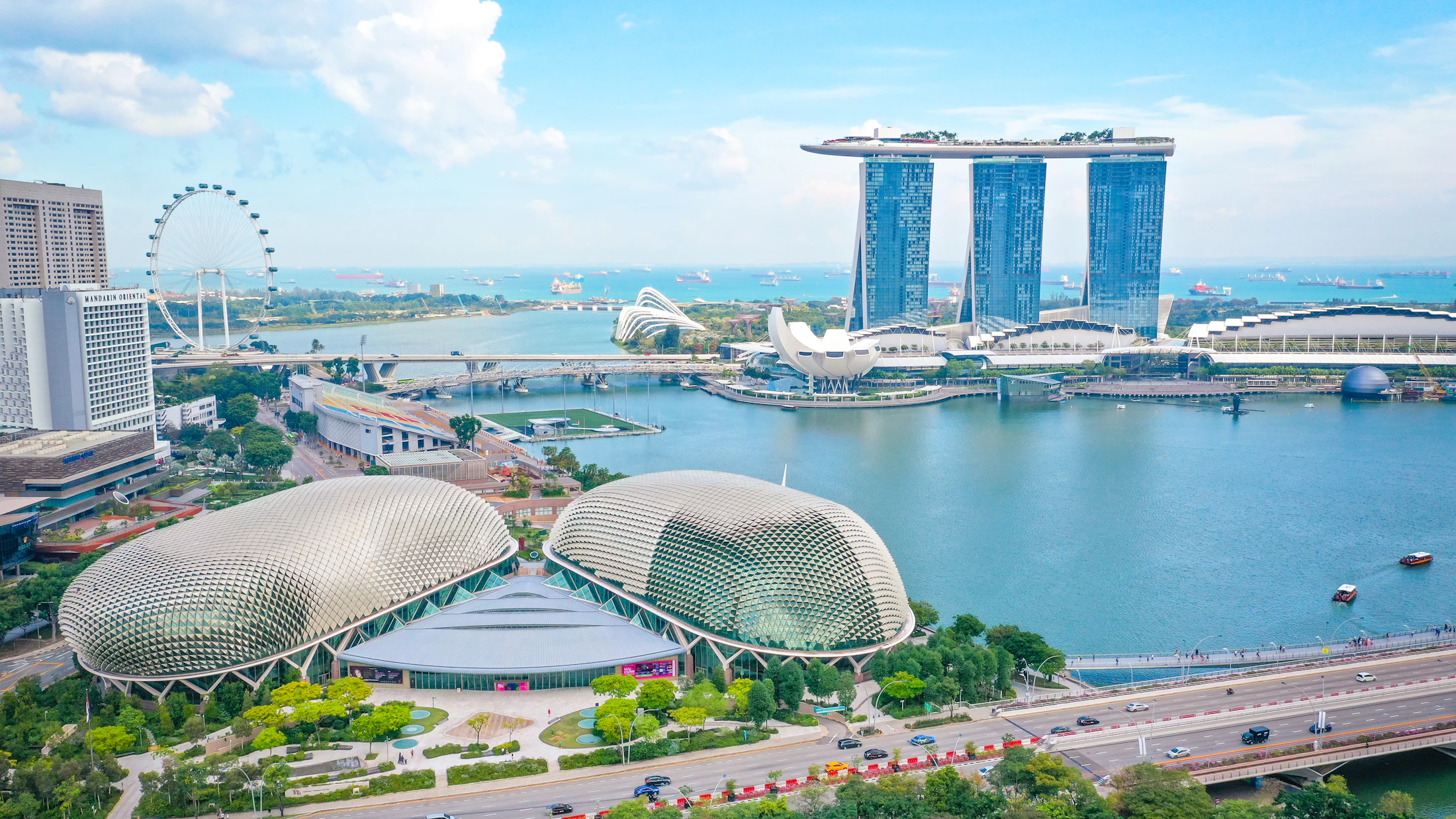 Singapore Marina Bay skyline with Marina Bay Sands and the financial district