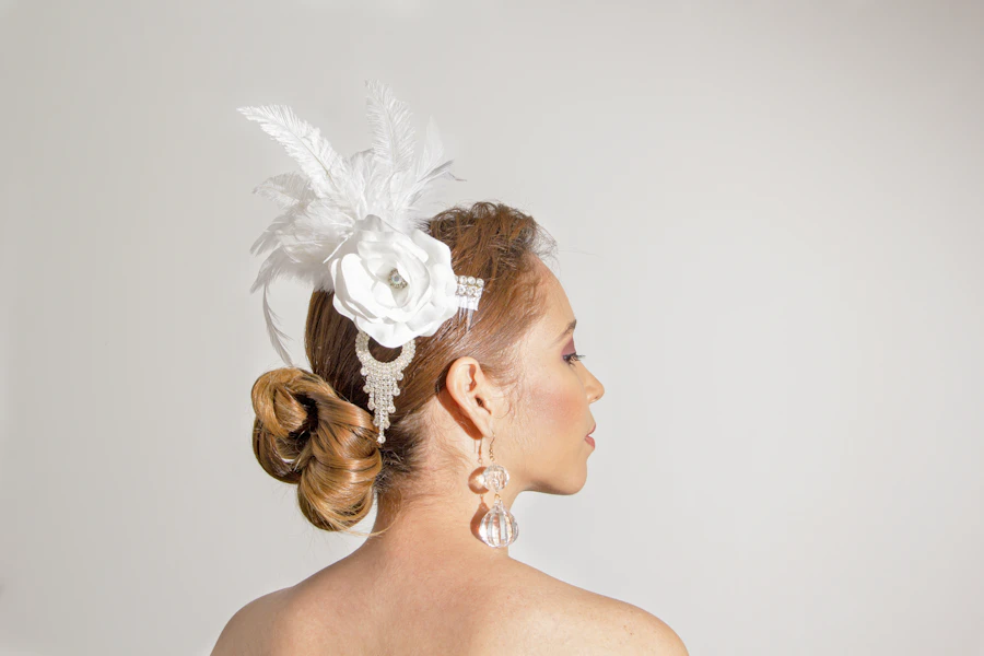 Woman wearing an elegant flower-accent hair clip