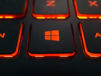 Microsoft button with red light keyboard