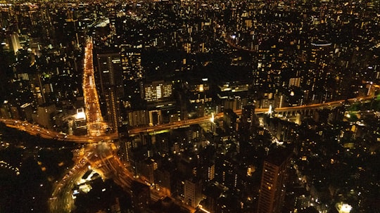 aerial photography of city with lights in Tōkyō−Tower Japan