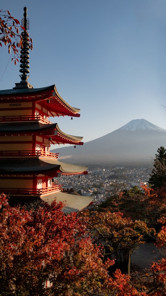 temple near trees during day in Arakurayama Sengen Park Japan