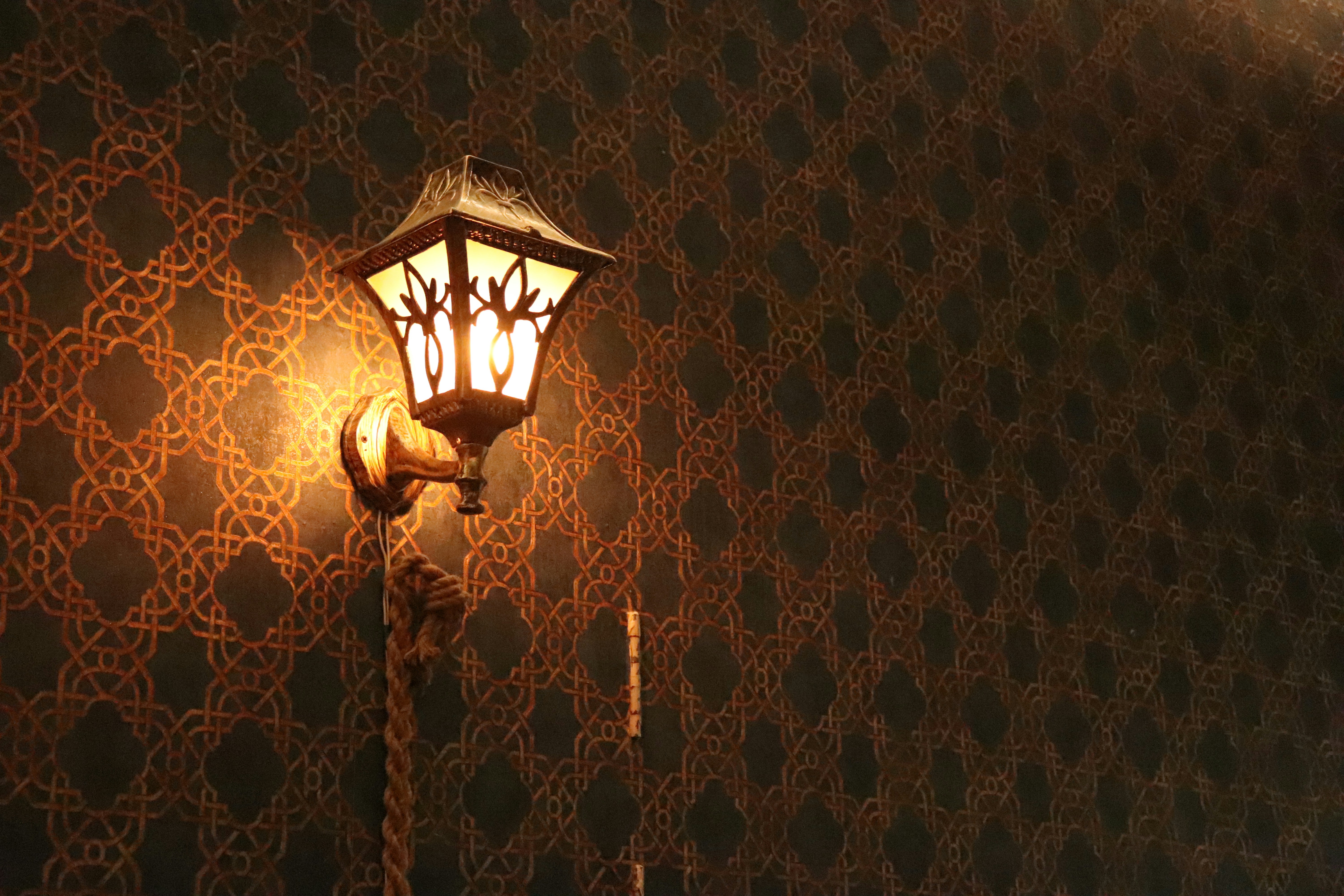 Vintage wall light in a vintage interior.