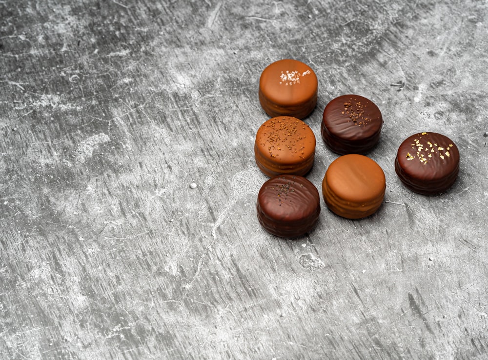 six round chocolates