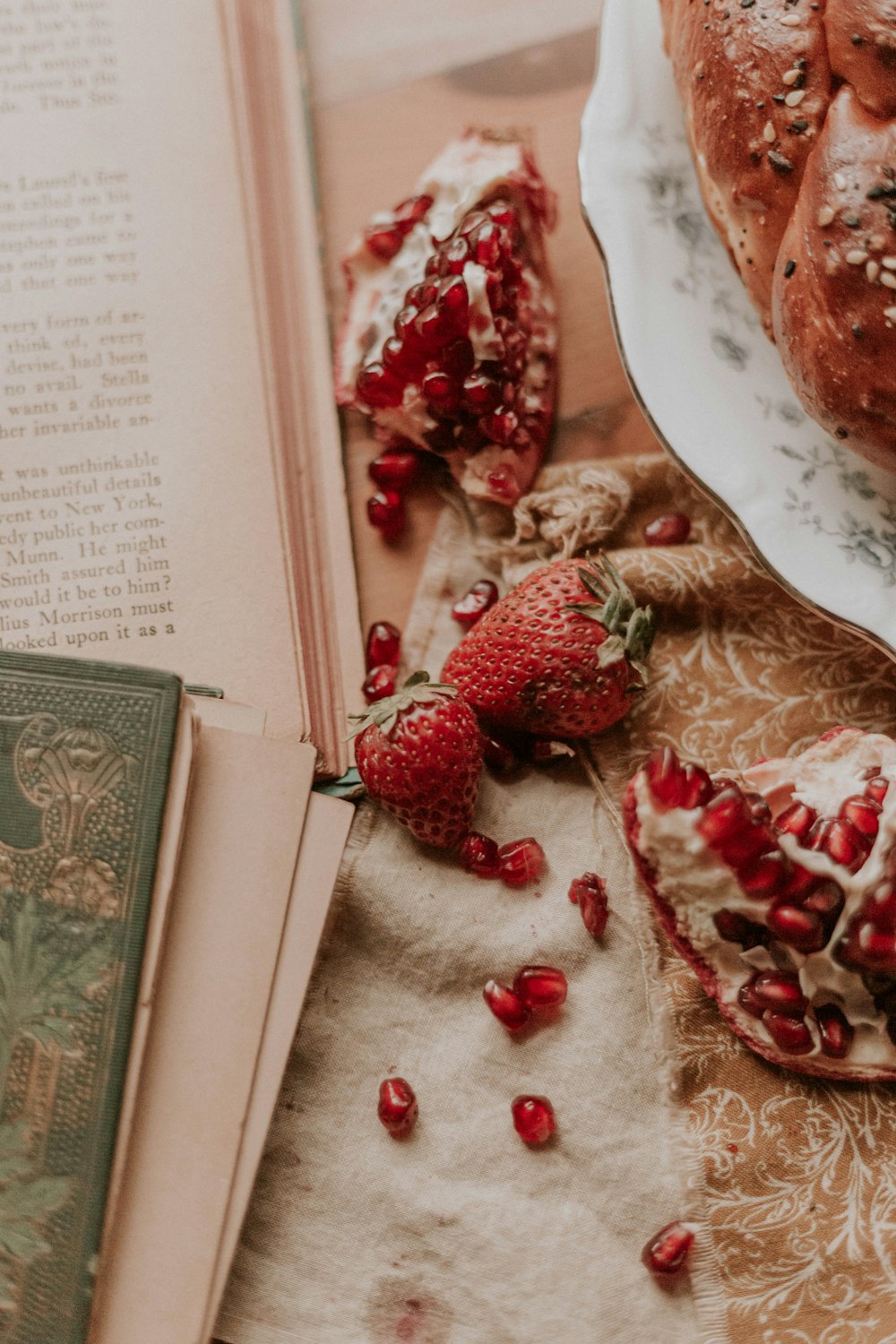 red strawberries and pomegranate