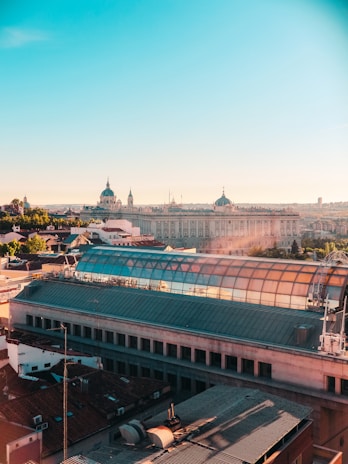 A panoramic view of a freshly completed roof with the Arlington skyline in the background.