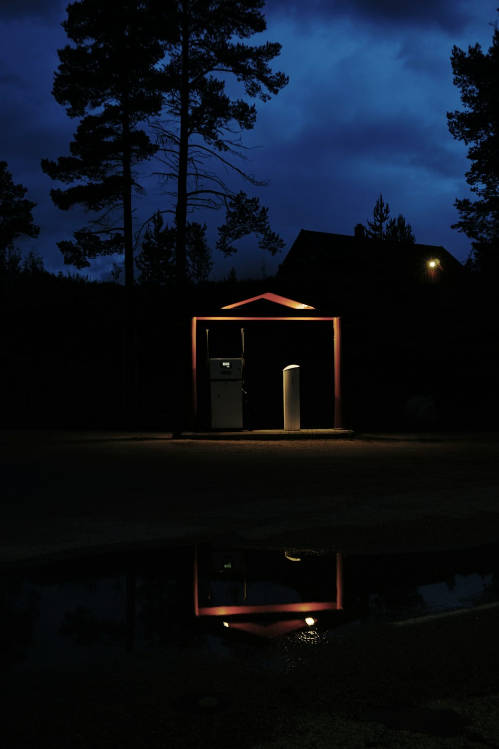 silhouette photo of building turned-on