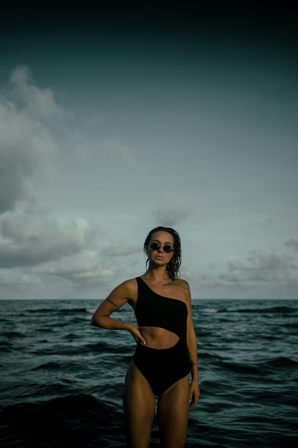 woman wearing monokini in front of beach