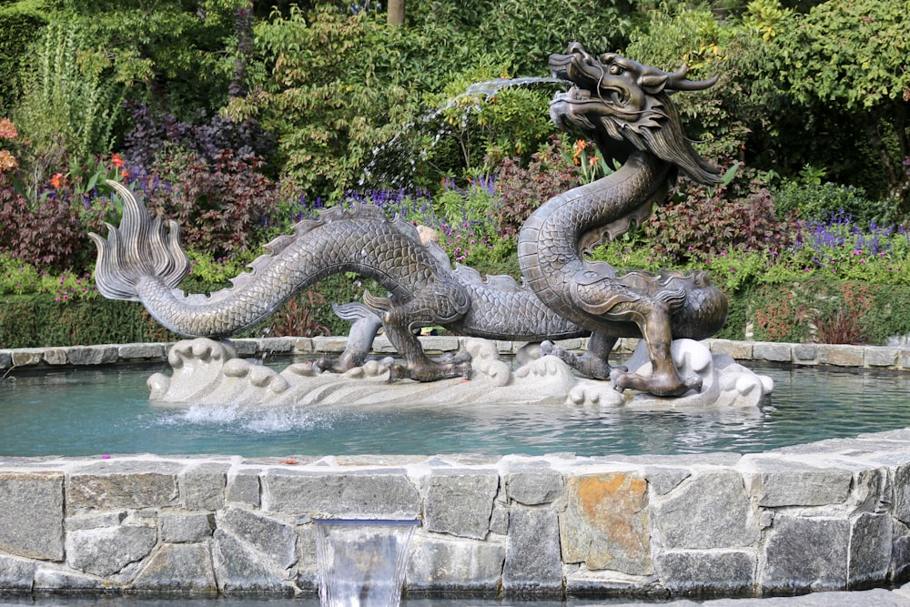 grey dragon water fountain