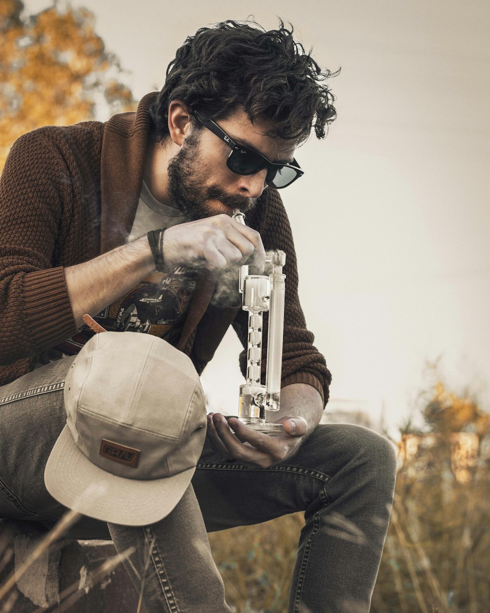 man taking a dab