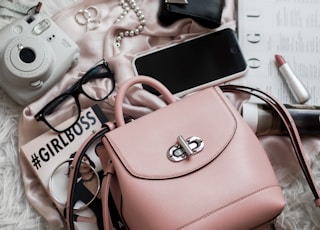 pink leather bag