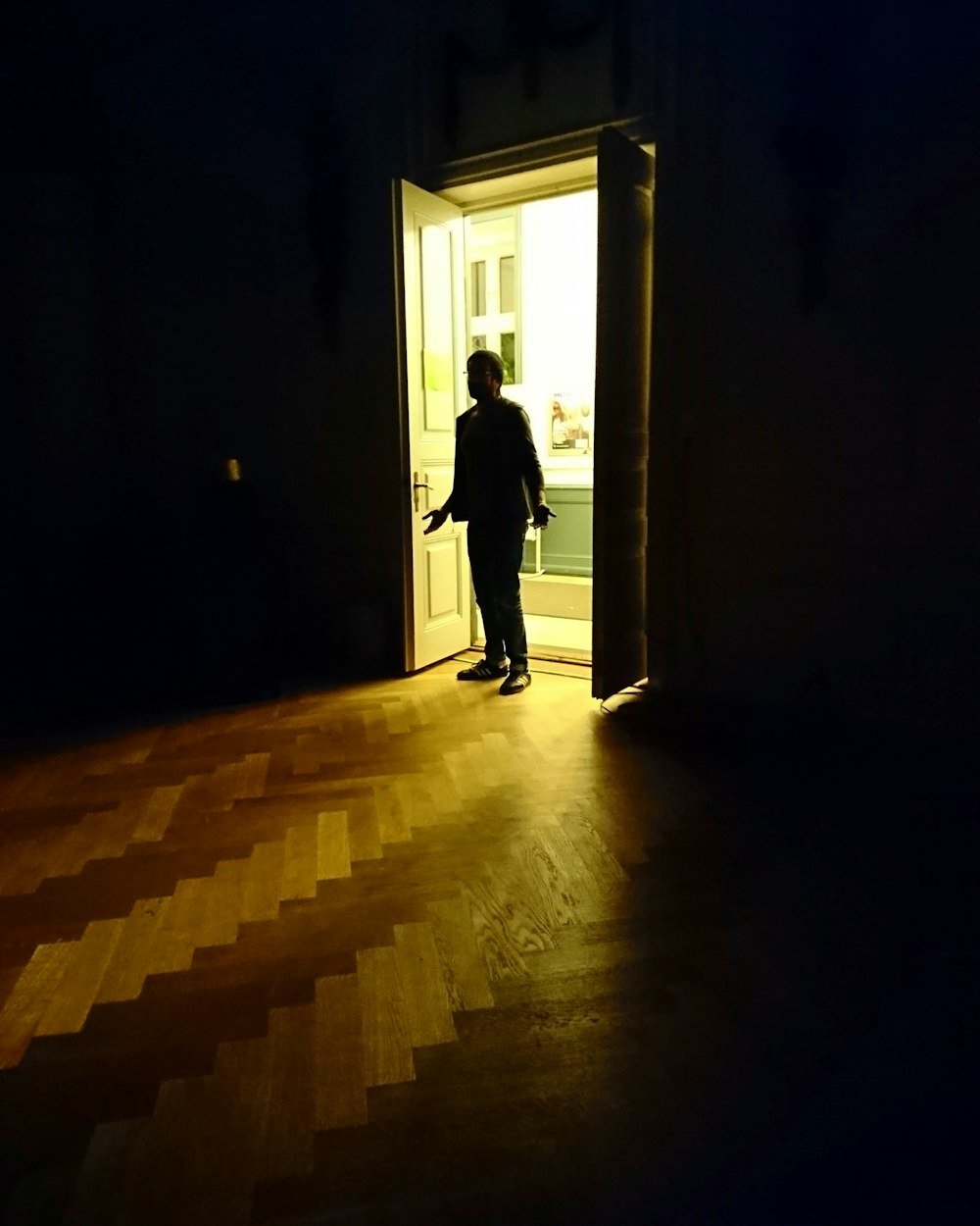 man entering room