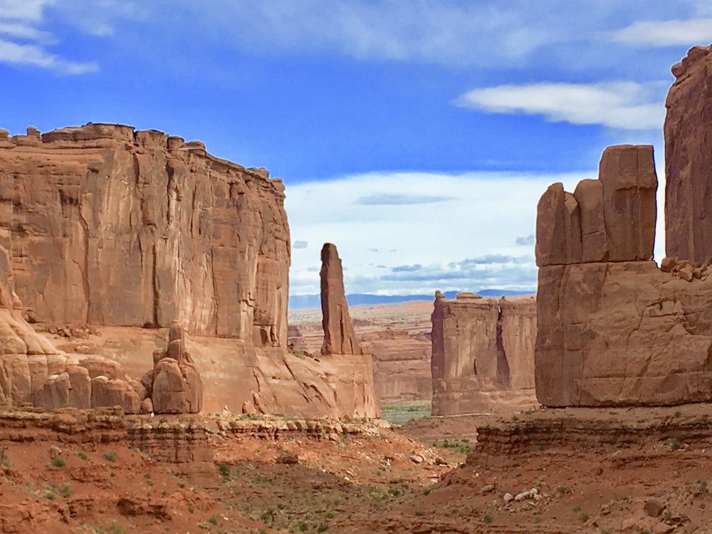 low angle photo of rock formation