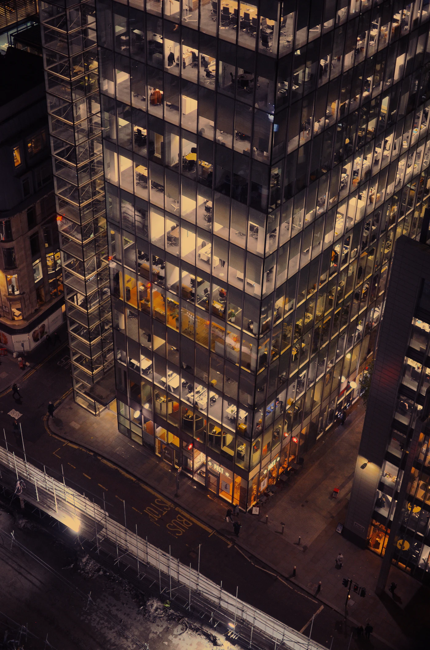 Aerial view of a modern building under development