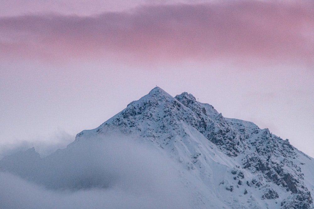 summit of mountain covered with snow