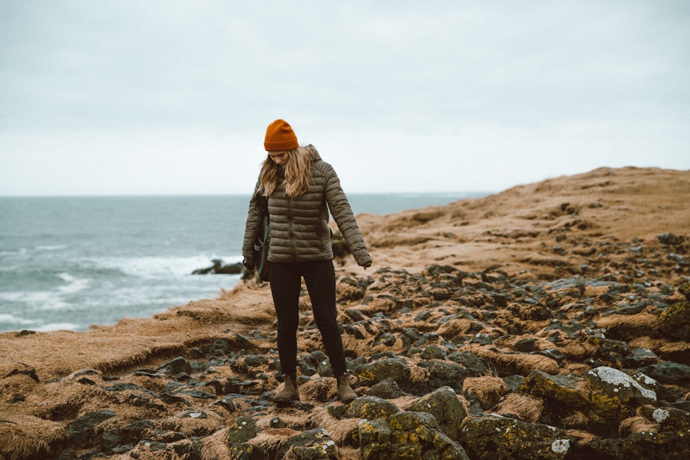 woman standing on beach