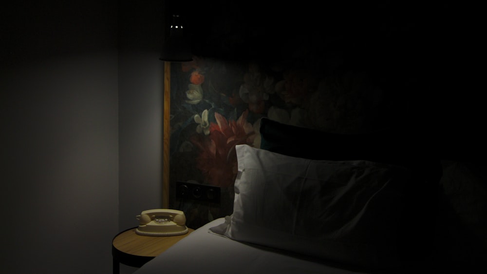low-light photo of bed room