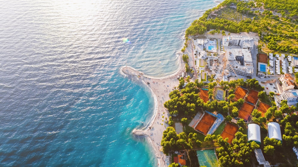 aerial photography of seashore