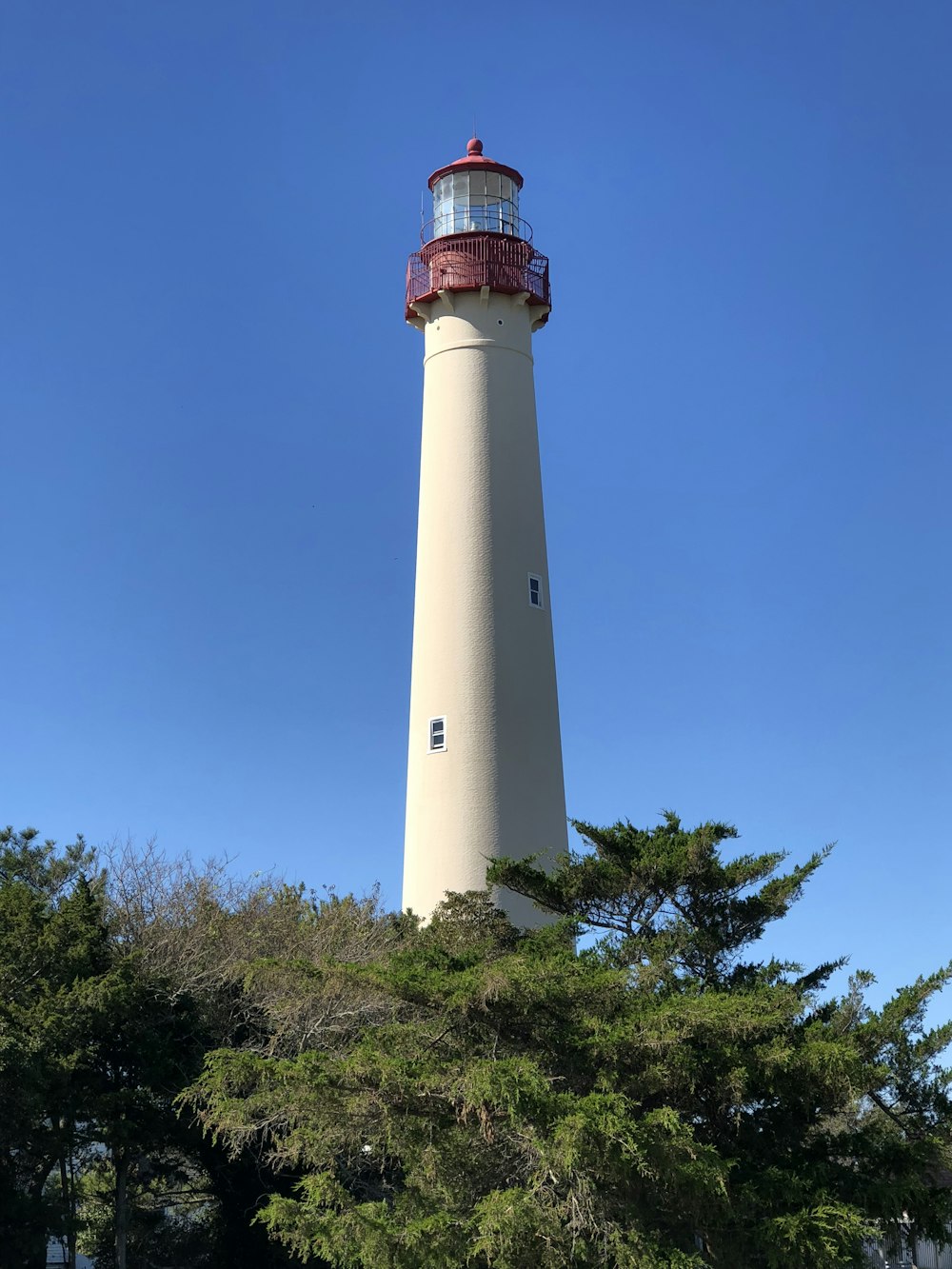 white and red tower