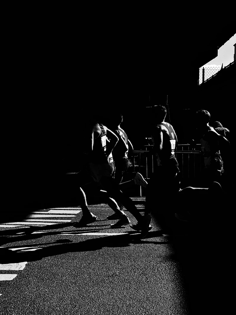 People walking, photographed from the feet