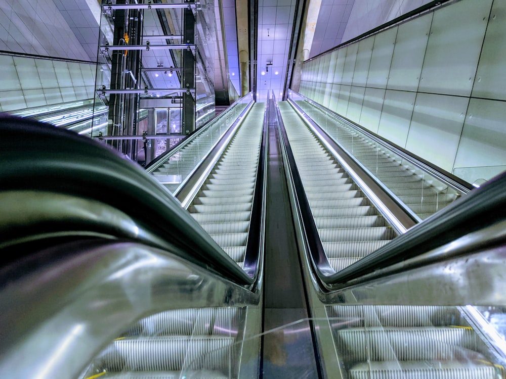 two escalators between wall