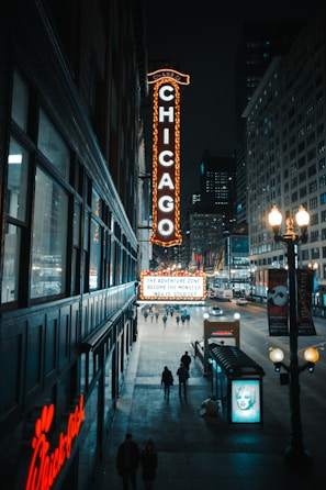 Chicago signage beside wall
