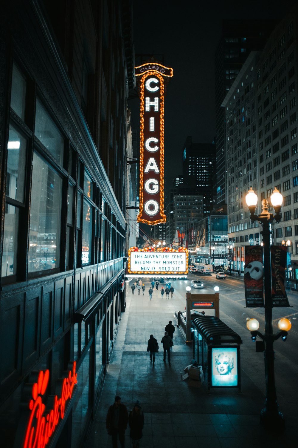 Chicago signage beside wall