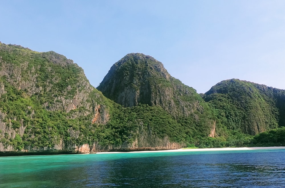 island under blue sky