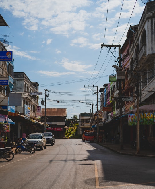 cars beside road in Sukhothai Thailand