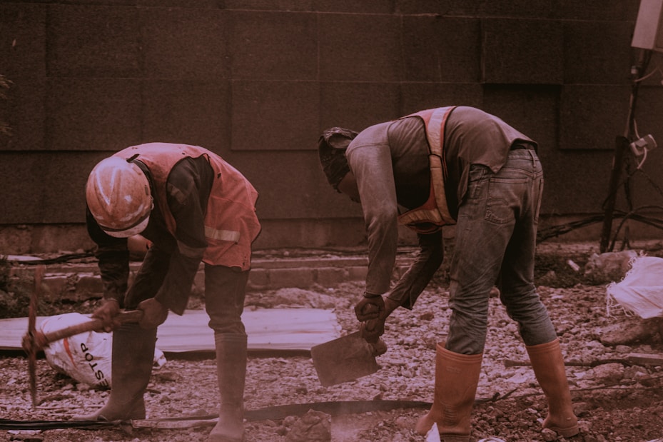two person on brown field