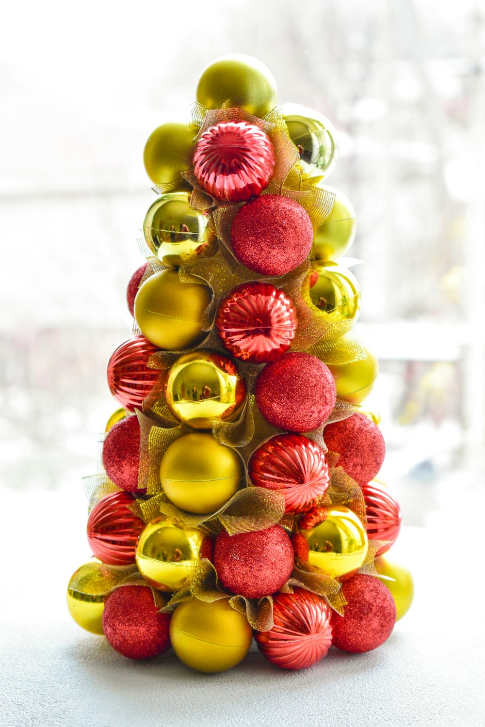 yellow and red baubles decor