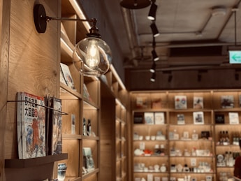books on wooden shelf