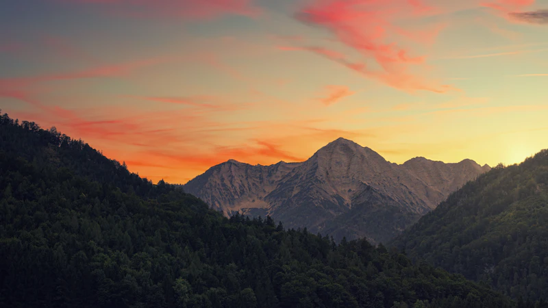 Mountain range during golden hour