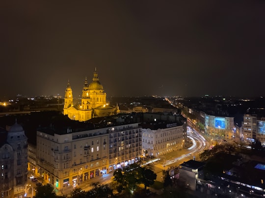 wide-angle photography of buildings during nighttime in Erzsébet Square Hungary