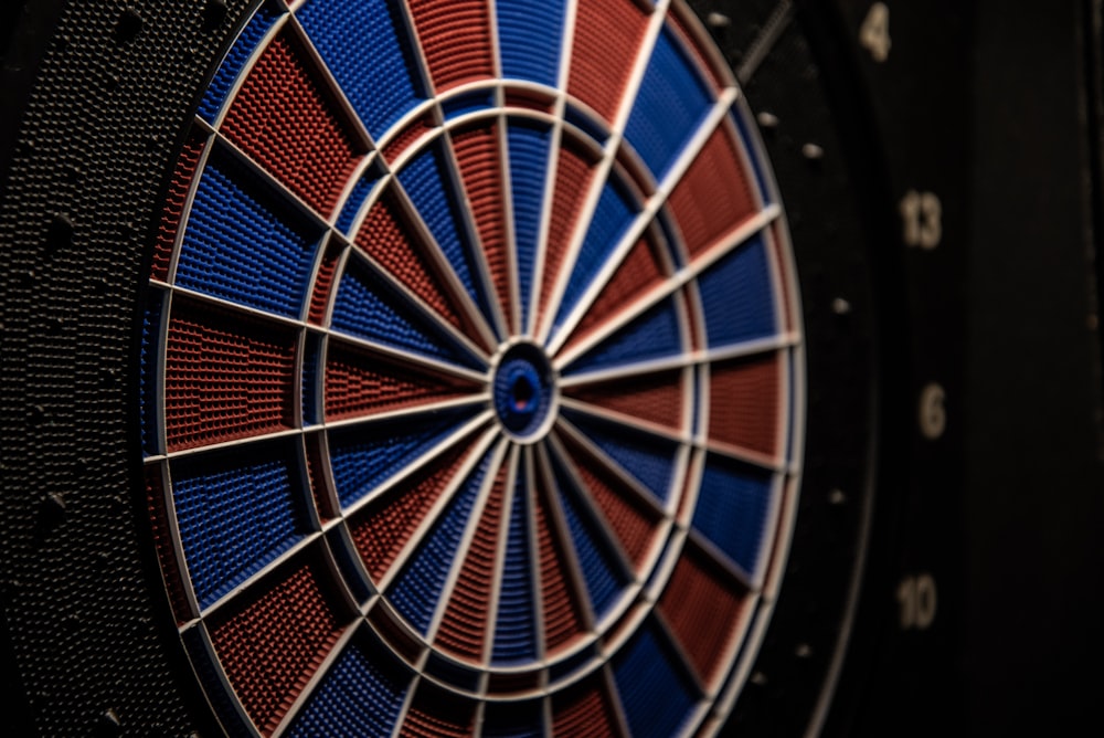 red and blue dart board