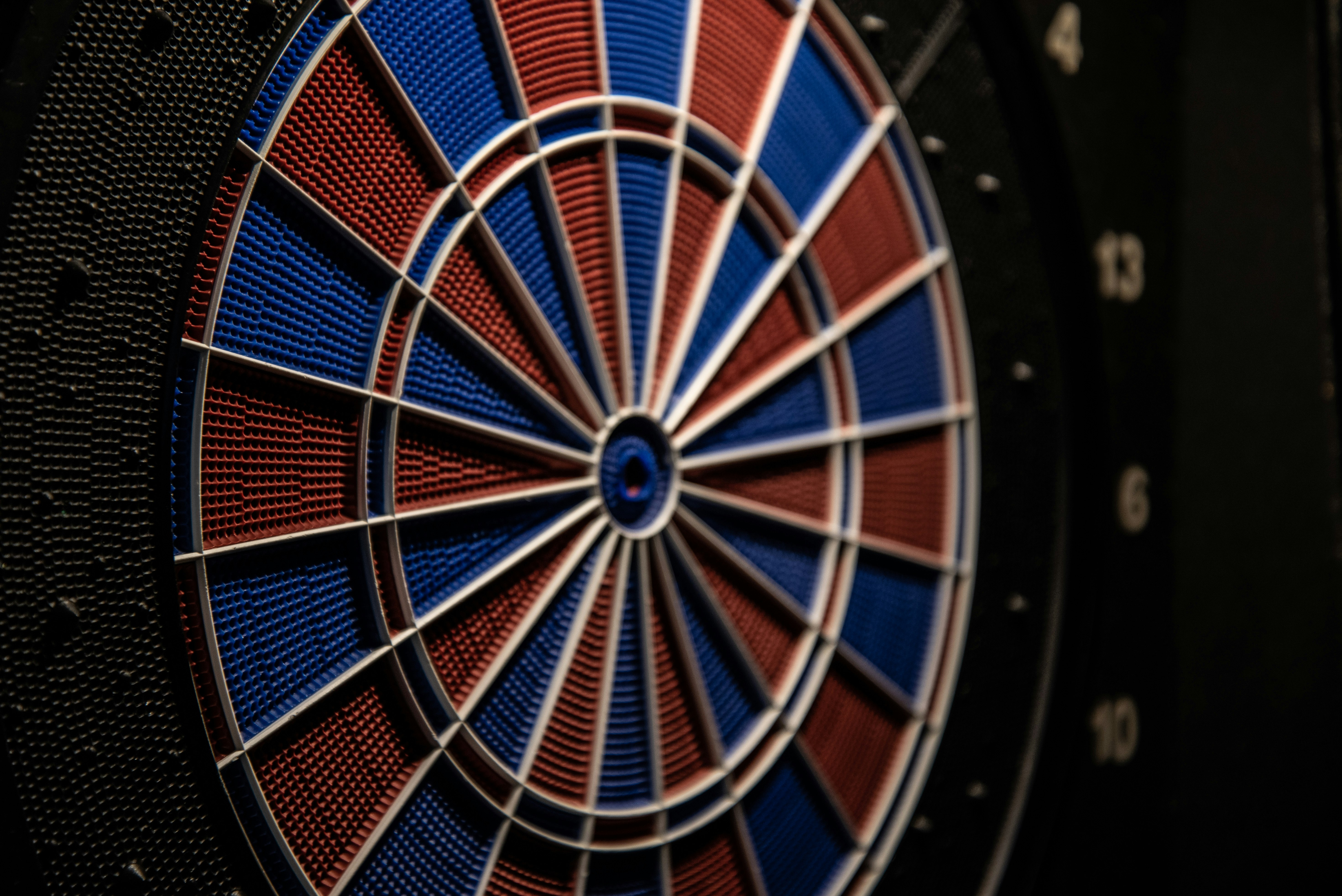 red and blue dart board