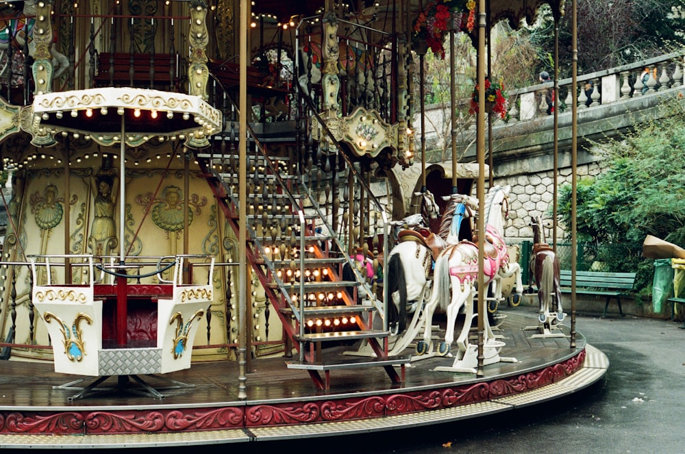 carousel beside wall