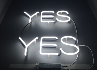 white yes LED signages