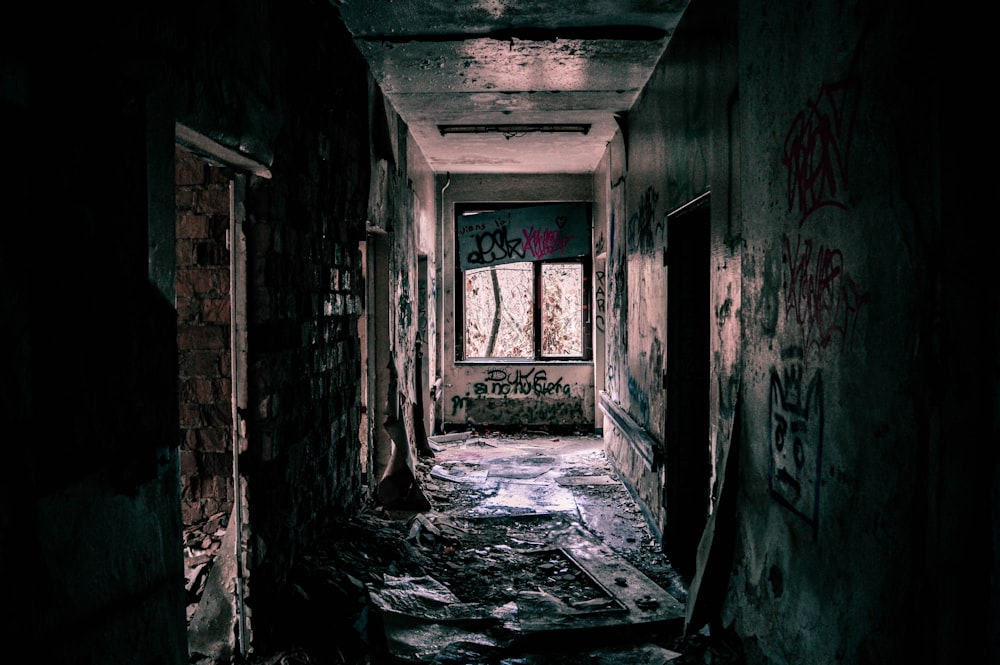 abandoned building hallway