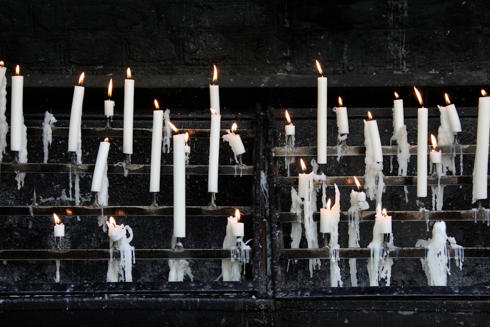 lighted pillar candles
